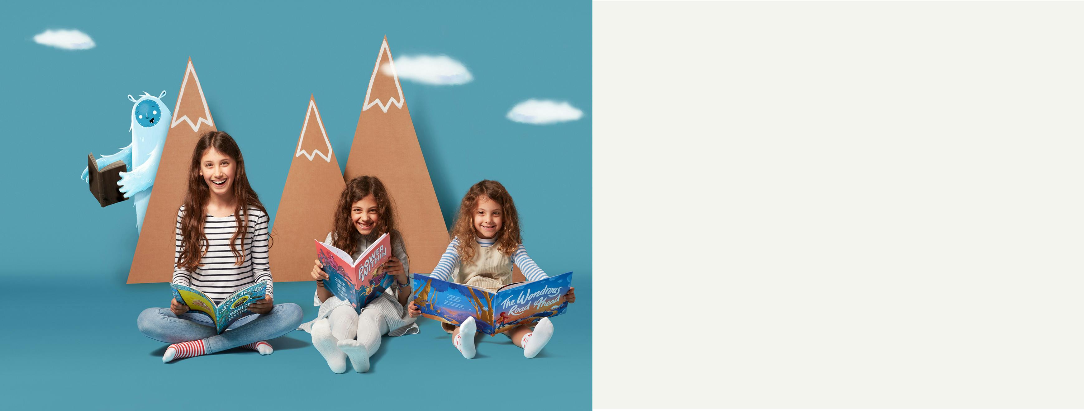 Three girls, mountain and a yeti